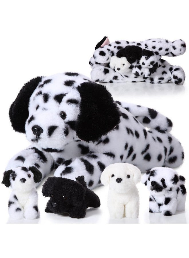 5 Pieces Dog Stuffed Animal Puppy Stuffed Animal 1 Big Mommy Dog With 4 Mini Baby Cute Soft Plush Dog Stuffed Dog With Puppies For Birthday Children'S Party (Dalmatians)