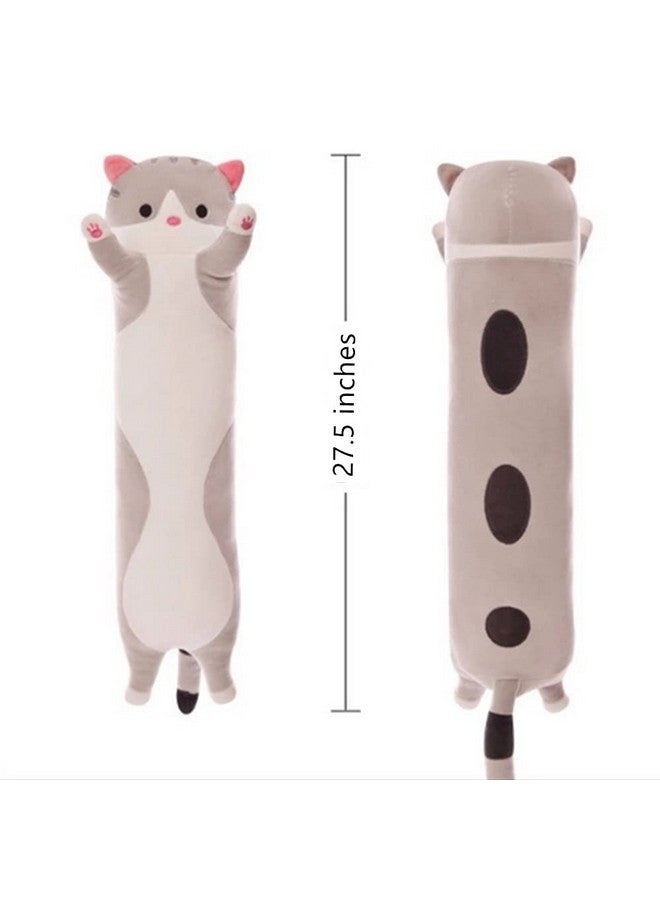 Cute Plush Cat Doll Soft Stuffed Small Cat Pillowcat Plush Pillow Doll Toy Cat Plush Pillow Gift For Kids Girlfriend (70Cmgrey