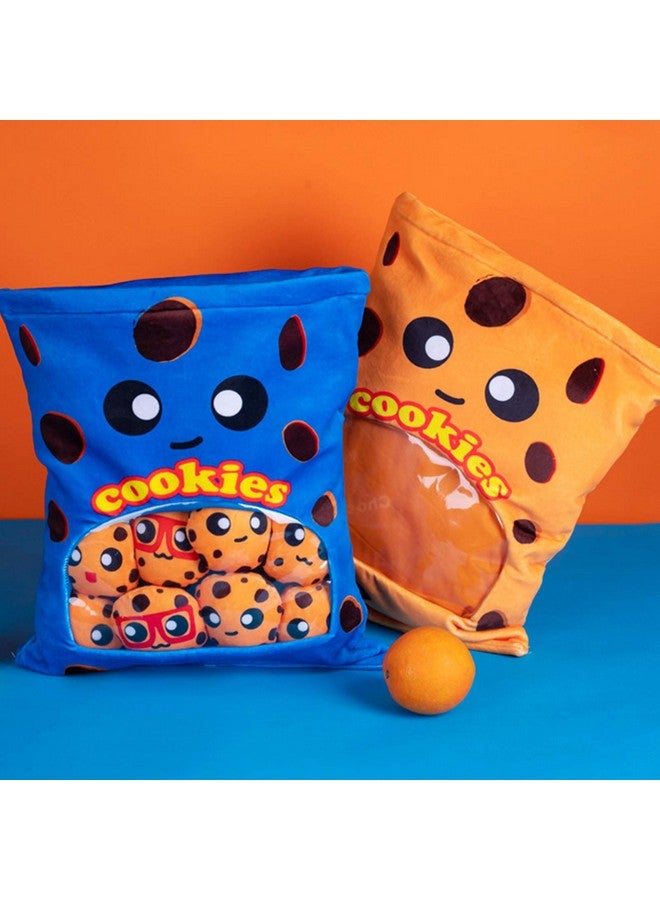 Plushies Doll A Bag Of Cookie Toy Stuffed Soft Snack Pillow Plush Yummy Food Toy For Birthday Gift Stuffed Toy Game Pillow Cushion Gift For Kids (Blue)