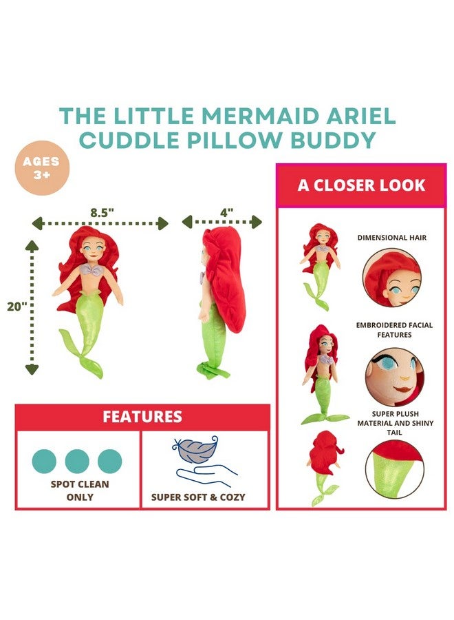 The Little Mermaid Kids Bedding Super Soft Plush Cuddle Pillow Buddy Standard Ariel