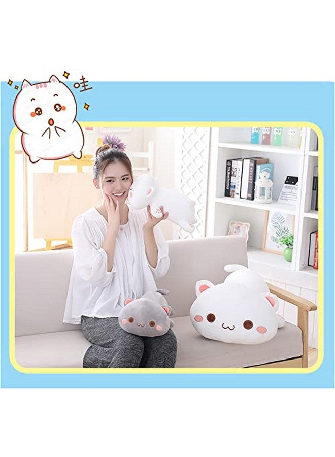 Cute Kitten Plush Toy Stuffed Animal Pet Kitty Soft Anime Cat Plush Pillow，Plush Cat Doll Pillow Toys Children'S (White)