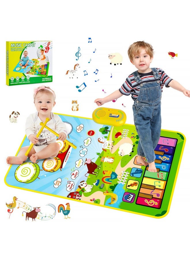 Baby Toys For 1 2 3 Year Old Boys Girls 3 In 1 Musical Mat Toys Toddler Piano Mat & Kids Drum Mat Animal Touch Play Blanket Learning Birthday Gifts Toys For 1 2 3 Year Old Boys Girls