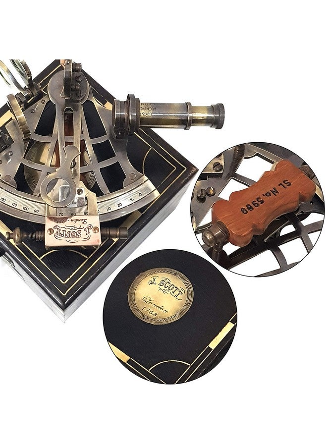 Nautical Sextant J.Scott London Vintage Brass Antique Sextants With Box Educational Calibrated Navigational Instrument 5 Inch