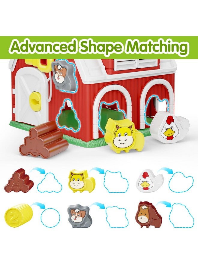 Shape Sorter Baby Toys For 1 Year Old Boys 12 18 24 Months Infant Learning Toy Set Farm Animal Sorting Barn W/Tractor Truck Educational 1St Birthday Gifts For Toddlers Age 2 3 Years