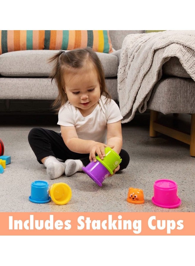 Wooden Baby Walker 1 Year Old Boy Girl Gifts Includes Stacking Sorting Cups Zoo Themed Blocks And Book Developmental Montessori Learning Toys For Babies 12 Months +