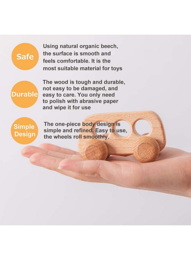 Organic Wooden Baby Push Toys Fine Motor Development Sensory Skills Toy Montessori Grasping Toy 2Pc Wood Car Rattles