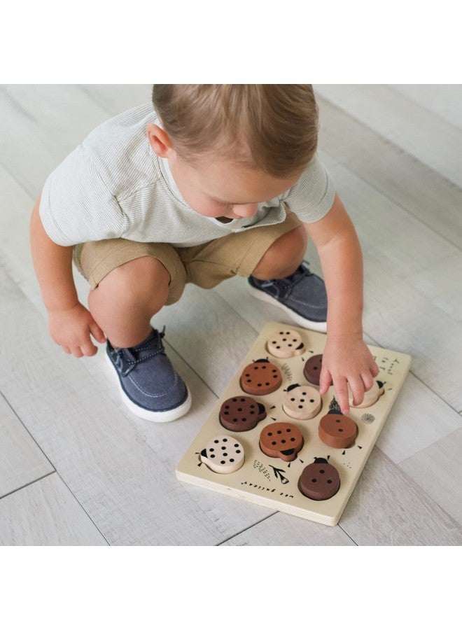 Wooden Tray Puzzle Count To Ten Ladybugs Montessori Toys For Early Learning & Fine Motor Skill Development Sustainable Educational Toys For Kids (10X 7 Inches)