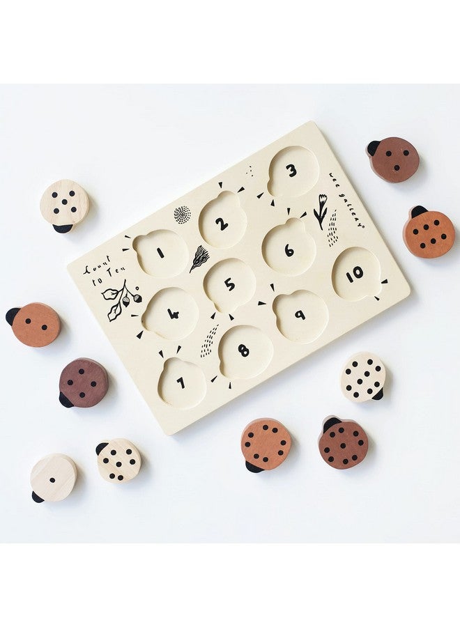 Wooden Tray Puzzle Count To Ten Ladybugs Montessori Toys For Early Learning & Fine Motor Skill Development Sustainable Educational Toys For Kids (10X 7 Inches)