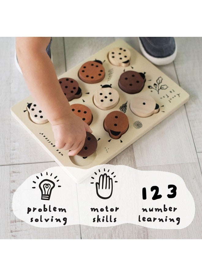 Wooden Tray Puzzle Count To Ten Ladybugs Montessori Toys For Early Learning & Fine Motor Skill Development Sustainable Educational Toys For Kids (10X 7 Inches)