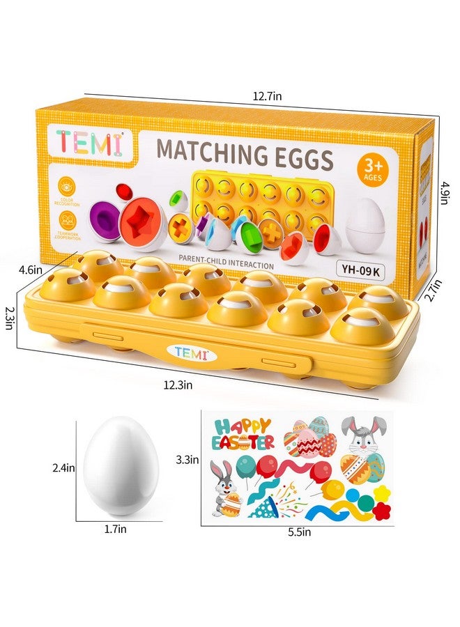 Sensory Montessori Toys Gifts 12 Toy Eggs With Eggs Holder For Toddlers 13 Color Matching Eggs Shape Sorter For Kid Girls Boys Age 39