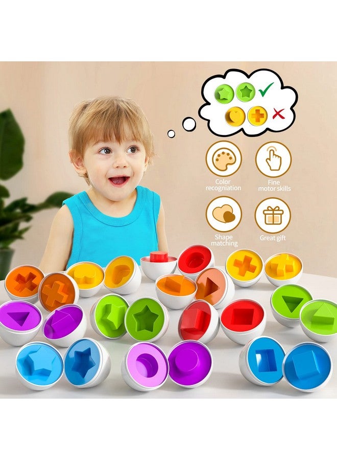 Sensory Montessori Toys Gifts 12 Toy Eggs With Eggs Holder For Toddlers 13 Color Matching Eggs Shape Sorter For Kid Girls Boys Age 39