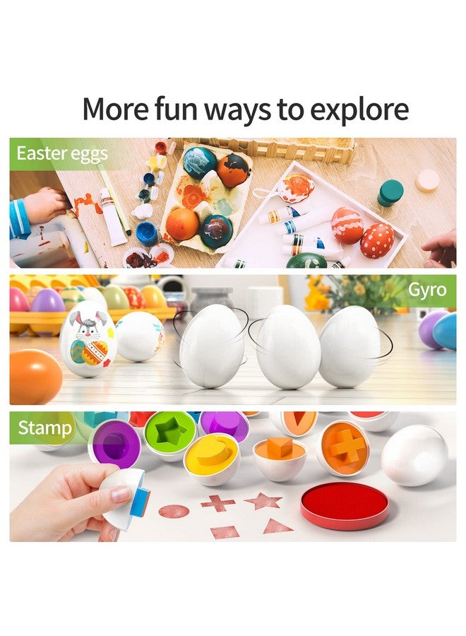 Sensory Montessori Toys Gifts 12 Toy Eggs With Eggs Holder For Toddlers 13 Color Matching Eggs Shape Sorter For Kid Girls Boys Age 39