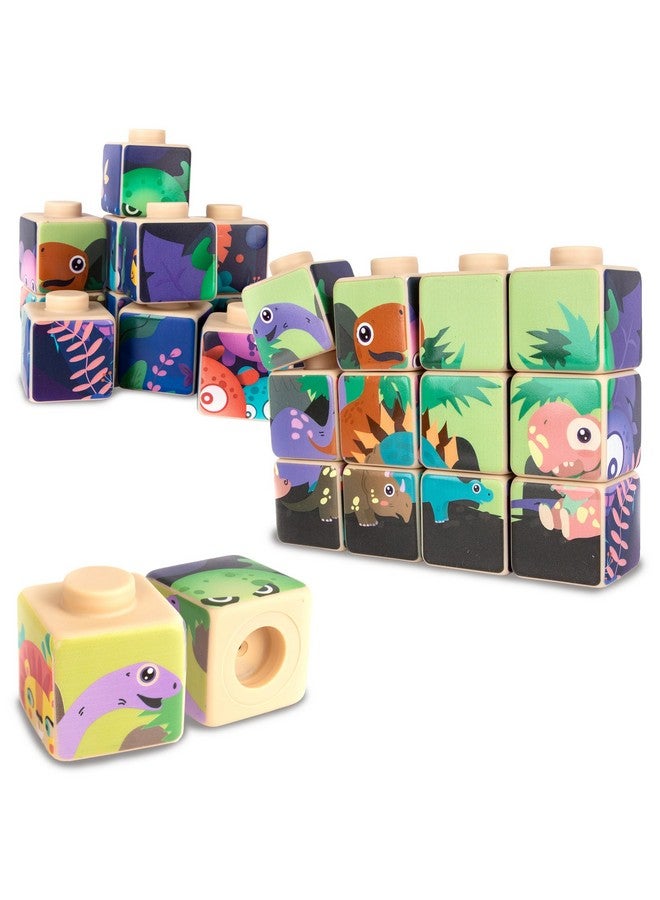 Silicone Picture Puzzle Blocks For Kids 12 Stacking Baby Blocks With Four Different Pictures Printed On The Sides 2 Soft Toy Building Blocks For Toddlers