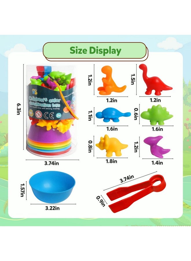 Counting Dinosaurs Toys Matching Games With Sorting Bowls For Kids Toddler Learning Activities Preschool Must Have Manipulatives Montessori Fine Motor Skills Toys Age 3 4 5 Years (Dinosaurs)