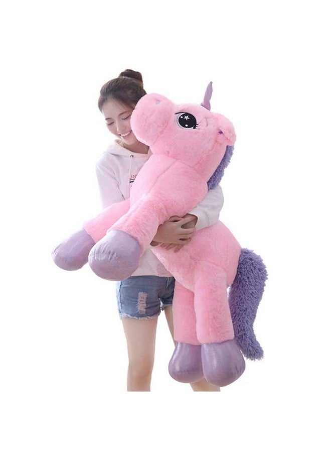 Unicorn Soft Toys For Kids Boys And Girls Animal Toy Figure Jungle Cartoon Wild Playing Set Cute Stuffed Toy Birthday Gift (Size 70Cm Pink)