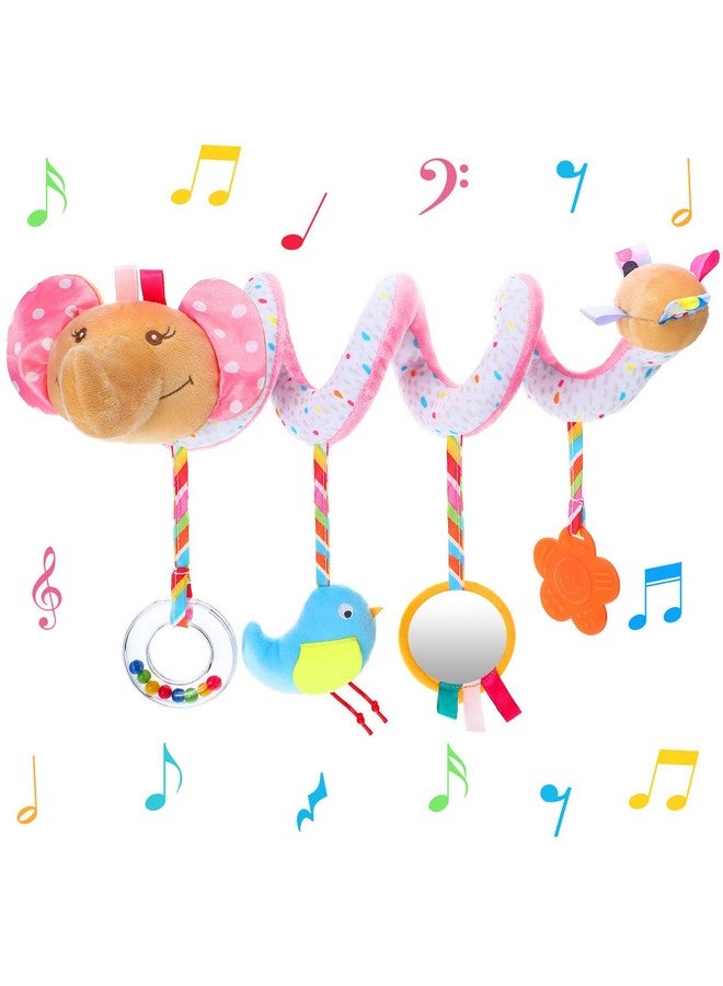 Car Seat Toys Spiral Car Seat Toy For Babies Girl Over 6 Months Infant Stroller Toys Elephant Crib Hanging Spiral Plush Toy For Stroller Car Travel Activity (Delicate)