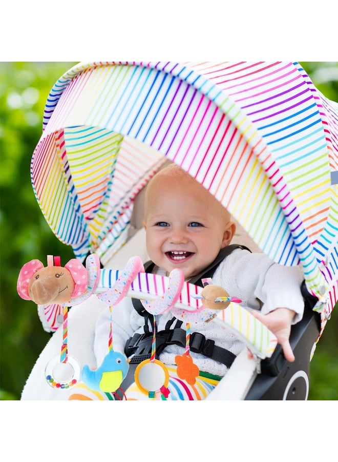 Car Seat Toys Spiral Car Seat Toy For Babies Girl Over 6 Months Infant Stroller Toys Elephant Crib Hanging Spiral Plush Toy For Stroller Car Travel Activity (Delicate)