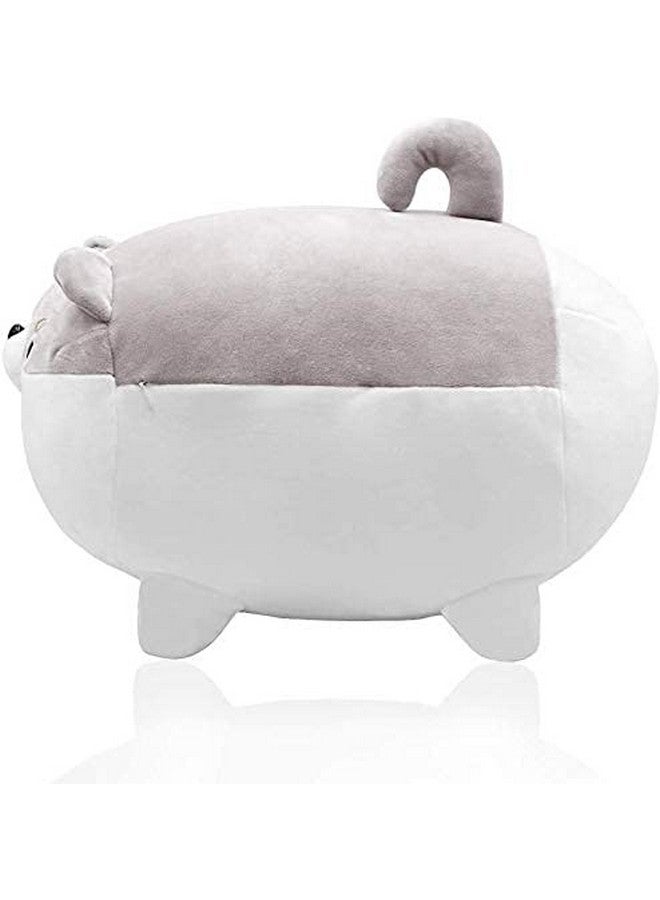 Shiba Inu Dog Soft Toys For Kids Boys And Girls Animal Toy Figure Jungle Cartoon Wild Playing Set Cute Stuffed Toy Birthday Gift (Grey White) (Size 30 Cm)