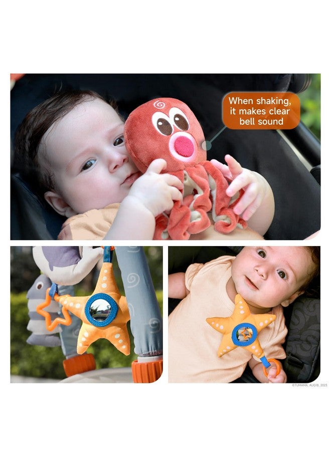 Car Seat Toys Sea Animal Arch Stroller Toy Adjustable Removable Rattle Hanging Toy With Clip For Car Seat Crib Stroller Infant Toys For 0 3 6 9 12 Months