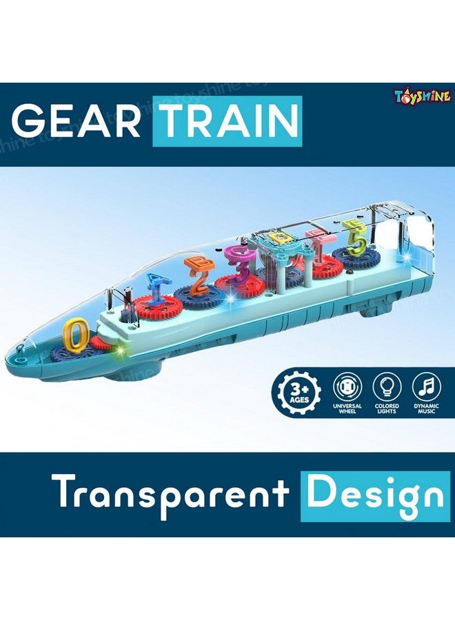 Big Transparent Bump And Go Train With 3D Lightning Moving Gears And Music Birthday Toy Gift For 25 Year Old Boy Girl Baby Numbers