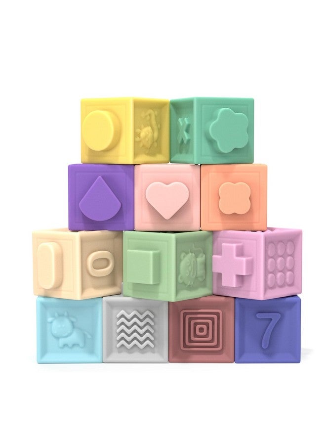 Baby Toys Blocks Soft Stacking Building Blocks Educational Teethers Toy Squeeze Play With Numbers Shapes Animals Fruit And Textures