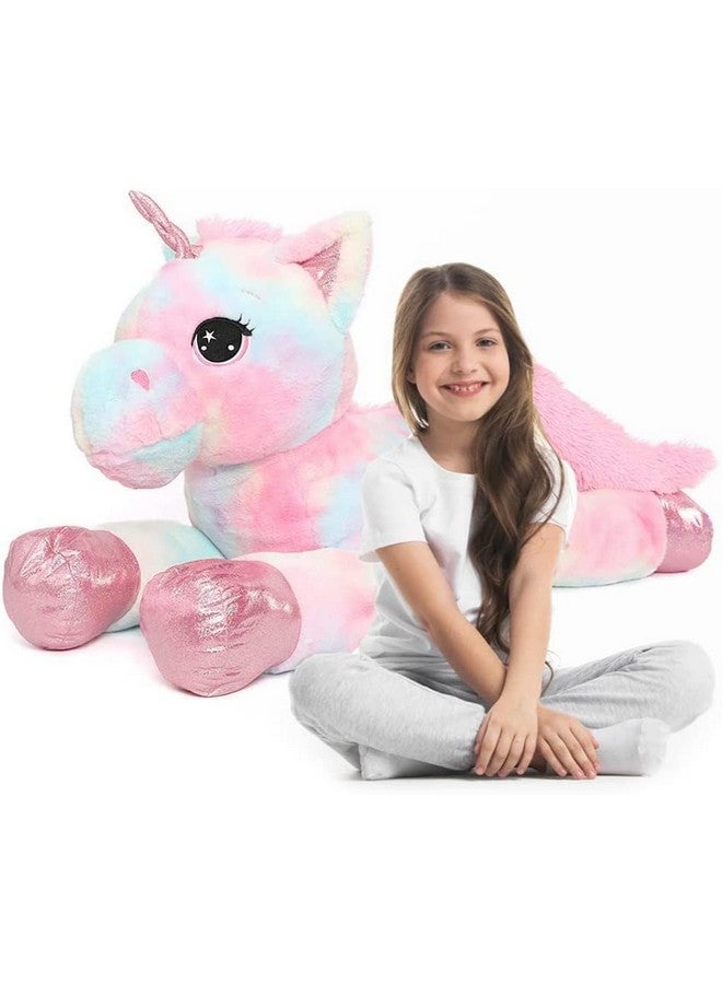 Unicorn Soft Toys For Kids Boys And Girls Animal Toy Figure Jungle Cartoon Wild Playing Set Cute Stuffed Toy Birthday Gift (100Cm Multipink)