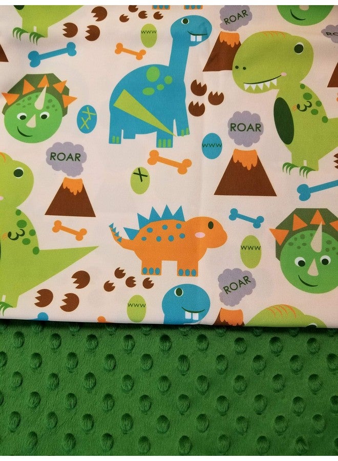 Baby Sensory Security & Teething Closed Ribbon Tag Lovey Blanket With Minky Dot Fabric: 14X18 (Dinosaurs)