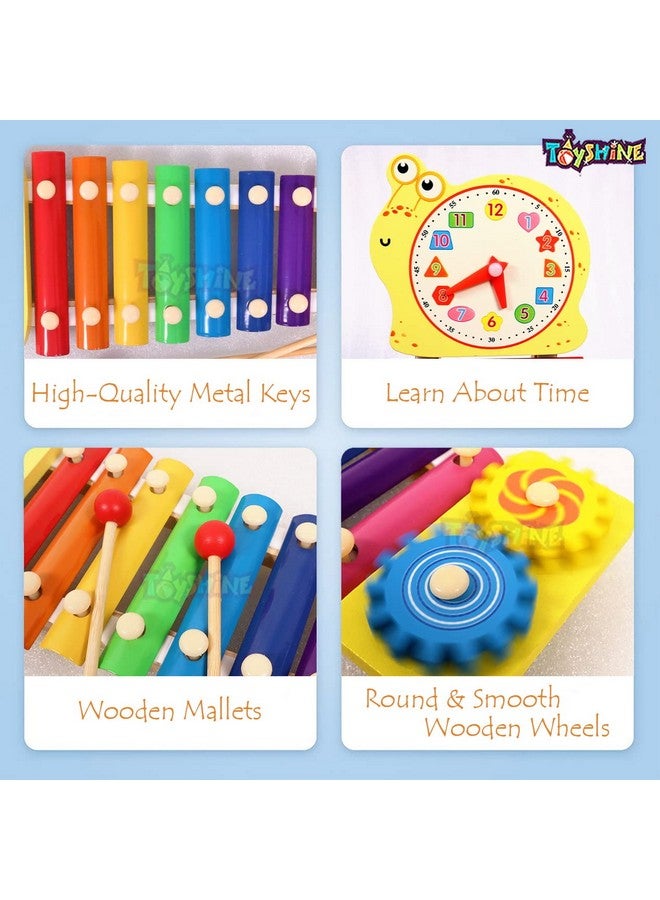 Animal Shaped Xylophone With 2 Mallets Toy Set For Babies Multi Color Design May Vary