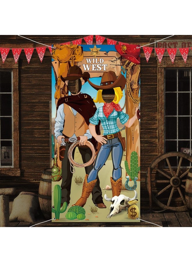 Western Party Decorations 6 X 3 Ft Cowboy Photo Props Large Fabric West Themed Door Banner Background Funny Western Games Supplies