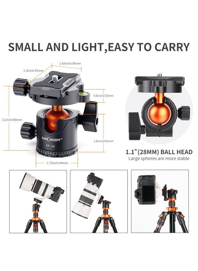 Professional 28Mm Metal Tripod Ball Head 360 Degree Rotating Panoramic With 1 4 Inch Quick Release Plate Bubble Level For Tripod Monopod Slider Camera Camcorder Up To 22 Pounds