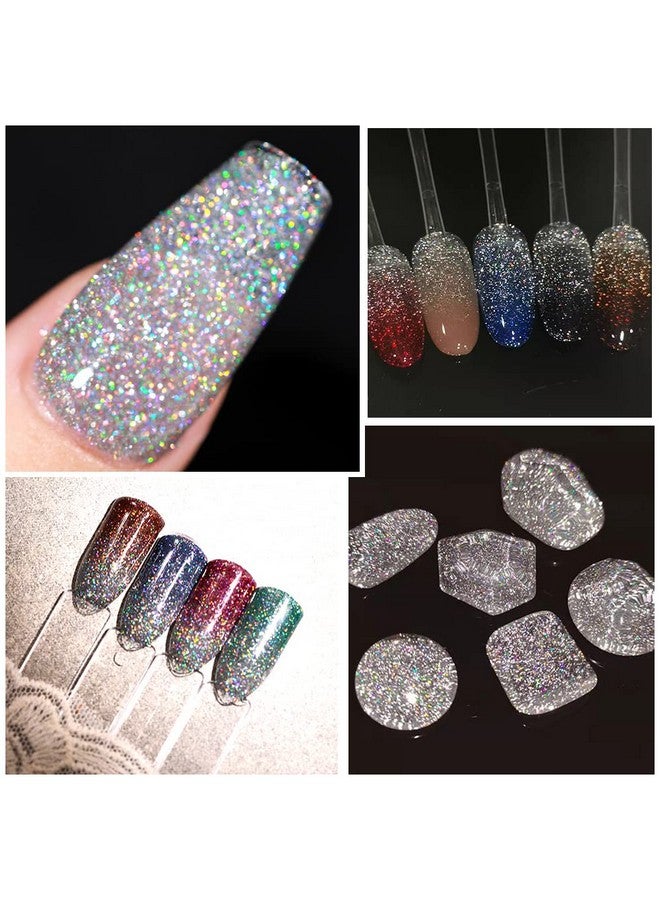 Glitter Gel Polish Silver Sparkle Gel Nail Polish Diamond Disco Reflective Gel Glitter Nail Polish Soak Off Uv Gel Nail Art Varnish Manicure Home Diy 10Ml