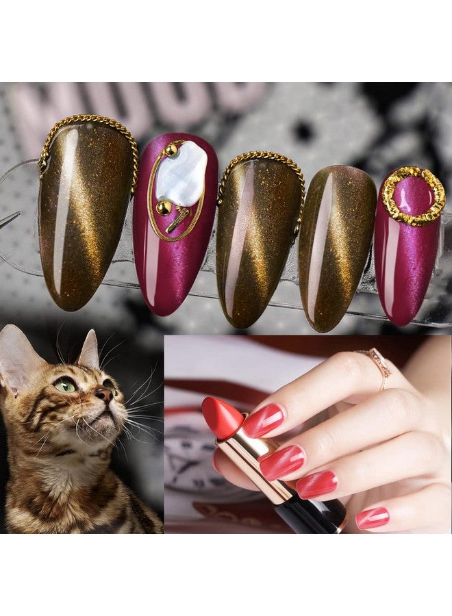 Gel Nail Polish Set Cat Eye Magnetic Nail Polish Soak Off Uv Led Nail Art Varnish Manicure Set (With Magnet As Gift7.3Ml)