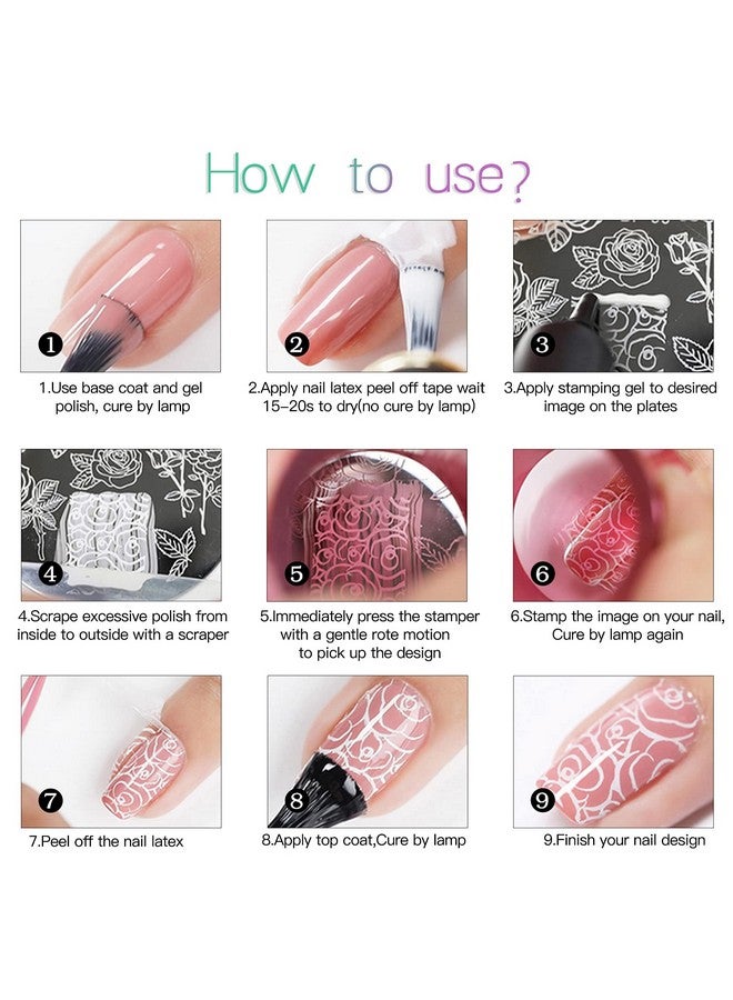 Stamp Nail Polish Gels 12 Colors Stamping Gels Black White Glitter Green/Silver/Golden For Nail Stamp Plate Stamper