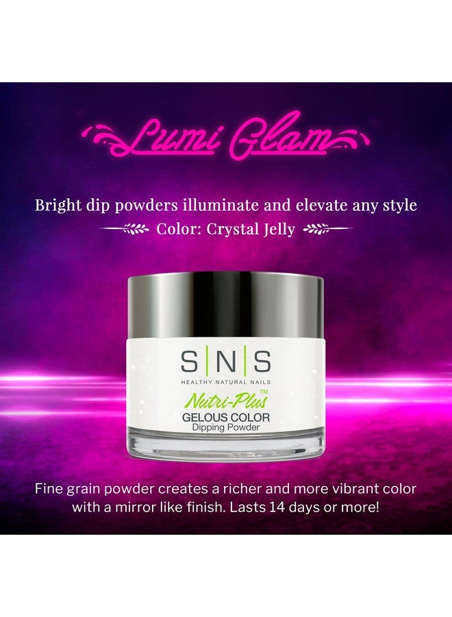 Sns Nail Dip Powder Gelous Color Dipping Powder Crystal Jelly (White/Glow) Longlasting Dip Powder Nail Color Lasts 14 Days Lowodor & No Uv Lamp Required 1 Oz