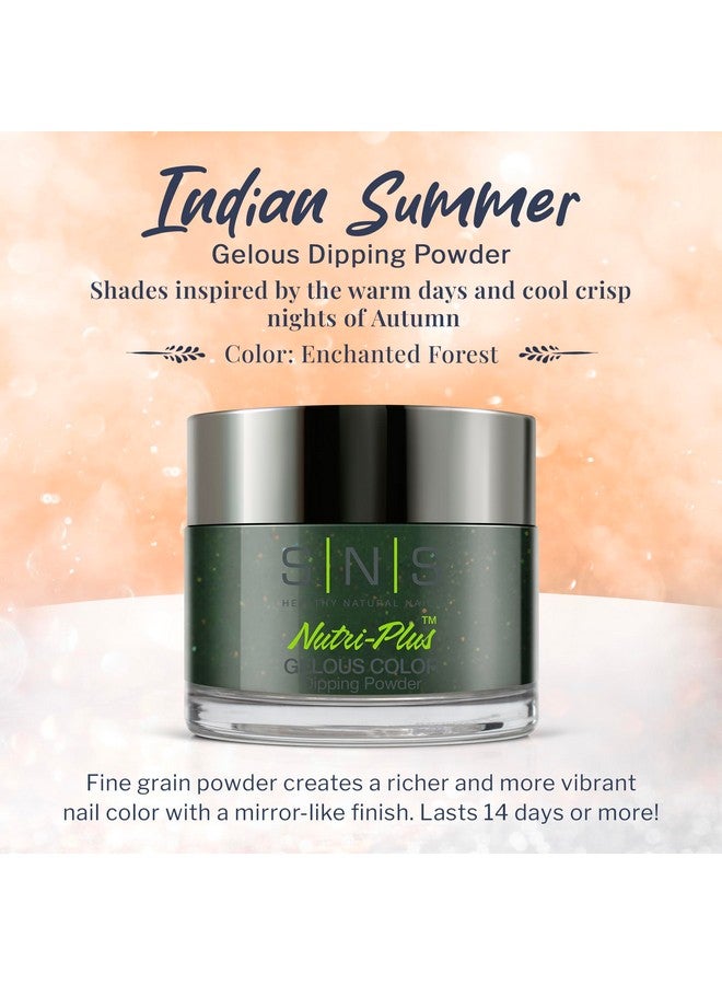 Sns Nail Dip Powder Gelous Color Dipping Powder Enchanted Forest (Green/Shimmer) Longlasting Dip Nail Color Lasts 14 Days Lowodor & No Uv Lamp Needed 1 Oz