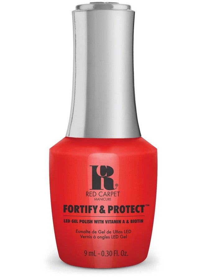 Red Carpet Manicure Fortify & Protect Red Crème Gel Polish For Strong Healthy Nails Infused With Vitamin A & Biotin (Redy To Party) Led Nail Gel Color 0.3 Fl Oz