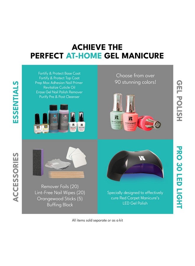 Red Carpet Manicure Fortify & Protect Red Crème Gel Polish For Strong Healthy Nails Infused With Vitamin A & Biotin (Redy To Party) Led Nail Gel Color 0.3 Fl Oz