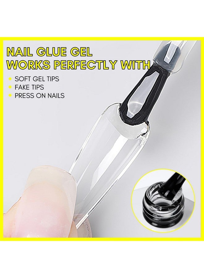 Gel Nail Glue 3 In 1 Gel Tips Nail Glue For Acrylic Nail Extension Super Strong Adhesive Bond Long Lasting Brush On Nail Glue Gel For Nail Tips Base Coat Slip Solutioncuring Needed