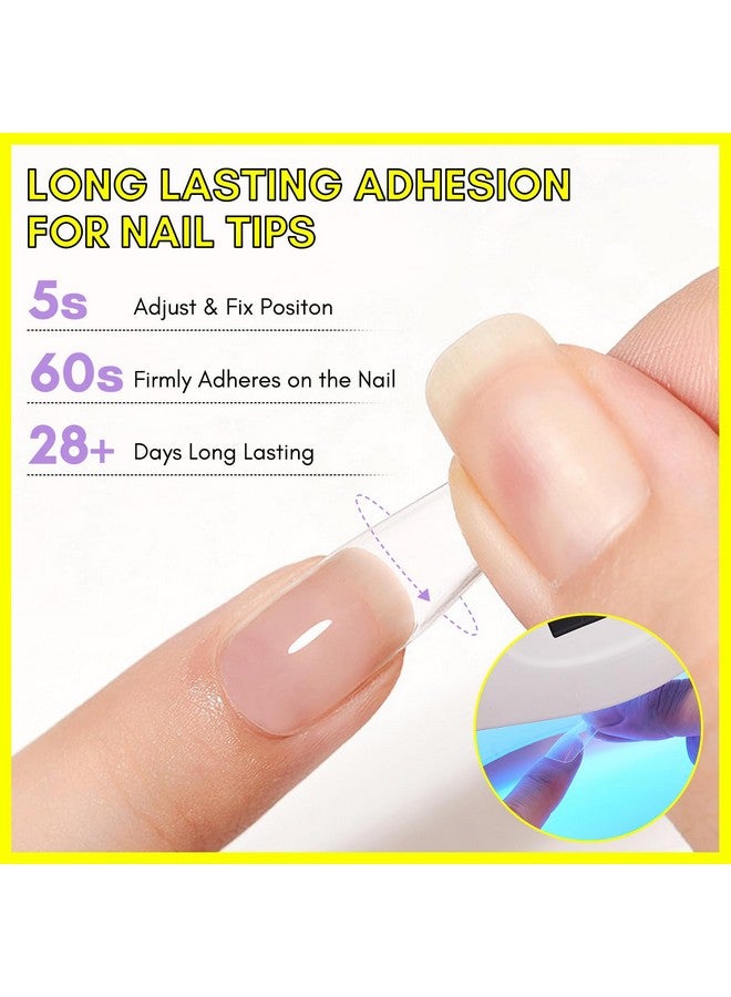 Gel Nail Glue 3 In 1 Gel Tips Nail Glue For Acrylic Nail Extension Super Strong Adhesive Bond Long Lasting Brush On Nail Glue Gel For Nail Tips Base Coat Slip Solutioncuring Needed