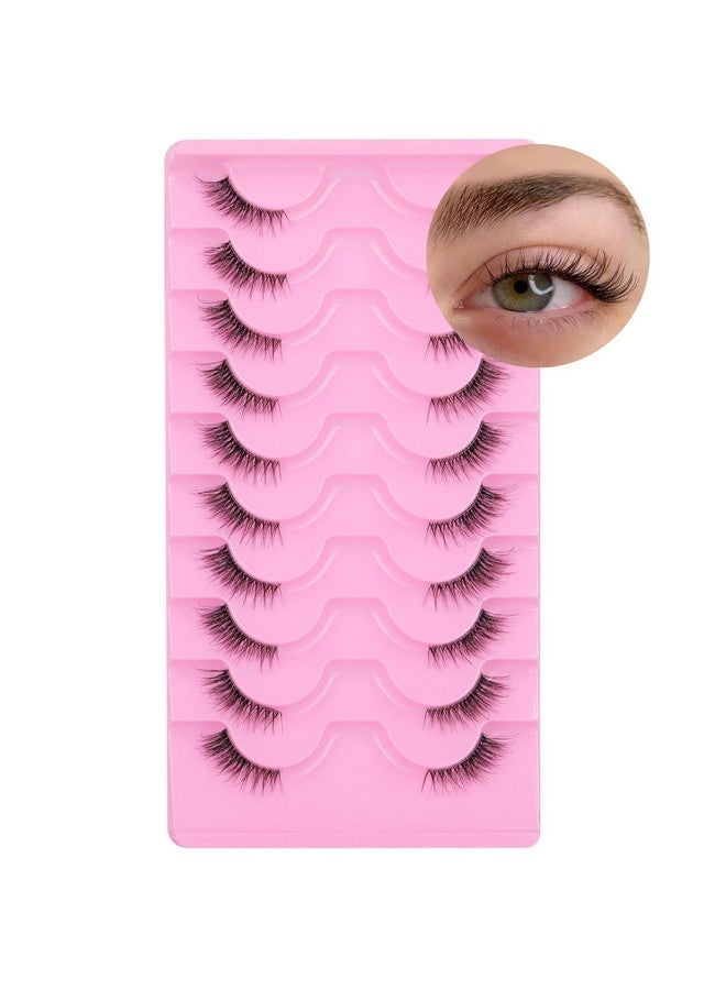 Half Lashes Natural Look Wispy Cat Eye Lashes Fluffy 13Mm Clear Band Accent Short False Eyelashes That Look Like Extensions 10 Pairs