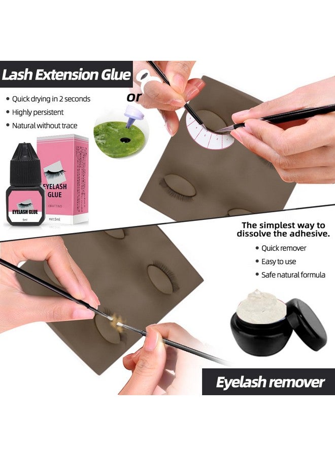 Lash Extension Kit Professional Eyelash Extensions Supplies Training For Beginners Mannequin Head Grafting Lash Usb Fan Lash Shampoo Brush Spraye 0.07D Curl Mix 815Mm Practice Eyelash Strips