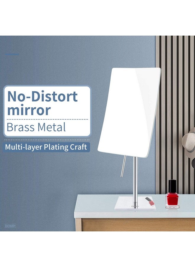 5X Tabletop Magnifying Makeup Mirror Adjustable Rectangular Vanity Mirror For Bedroom 304 Stainless Steel Polished Chrome…