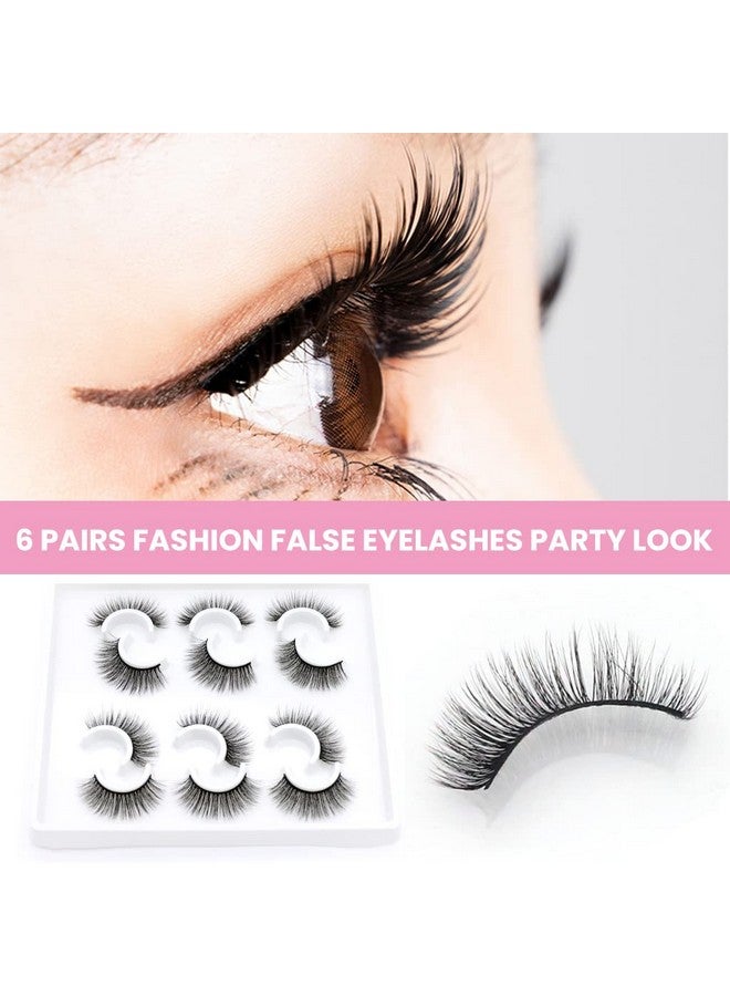 ® 6 Pairs False Eyelashes Party Look 3D Lashes 2225Mm Eyelashed For Party