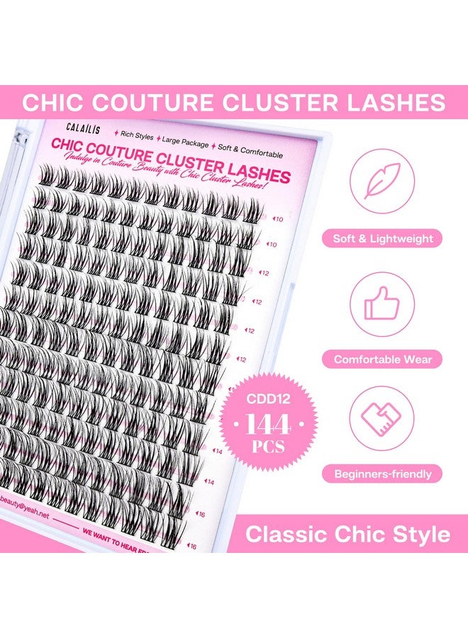 Lash Clusters Diy Cluster Eyelash Extensions 144Pcs Natural Cluster Lashes Mega Volume Individual Lashes Reusable Wispy Eyelash Clusters (Cdd12D1016Mix)