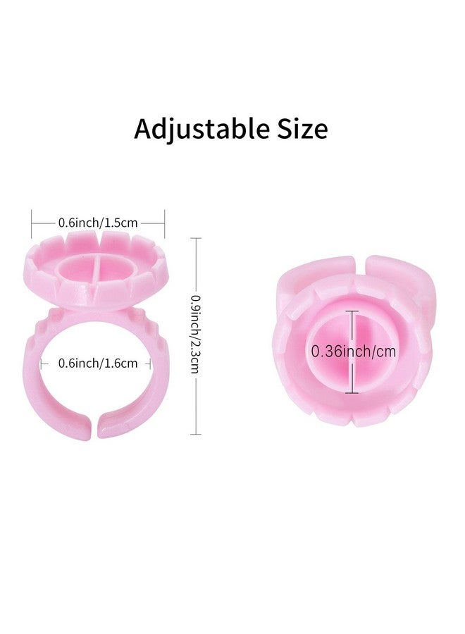 300 Pcs Glue Rings Smart Glue Holder For Eyelash Extensions Easy Fanning Glue Cups For Volume Lashes Pink