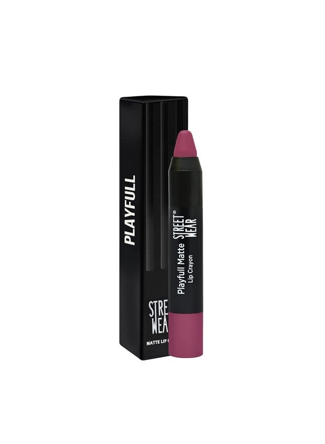 Playfull Matte Lip Crayon Flirty Purple (Berry) 16 Gms Enriched With Shea Butter Vitamin C Vitamin E Moisturizing Matte Nondrying Formula Intense Pigment Longwear