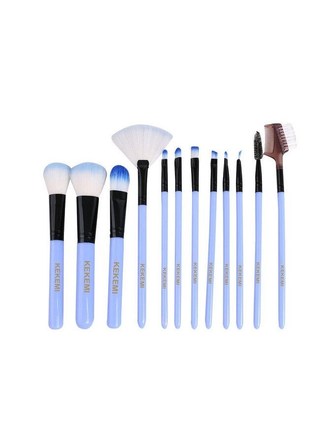 Professional Makeup Cosmetic Foundation Brush Set (Light Blue) Pack Of 12