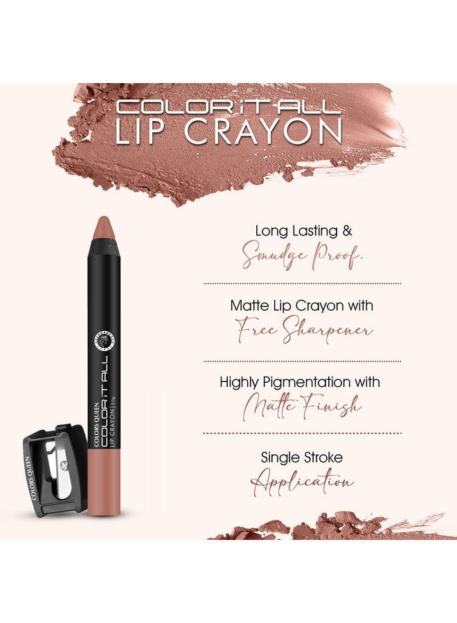 Color It All Lip Crayon Lipstick Long Lasting Lip Crayon Matte Lipstick Waterproof Highly Pigmented Non Transfer Lip Crayon For Women (Rusty Nude & Nude Bomb)