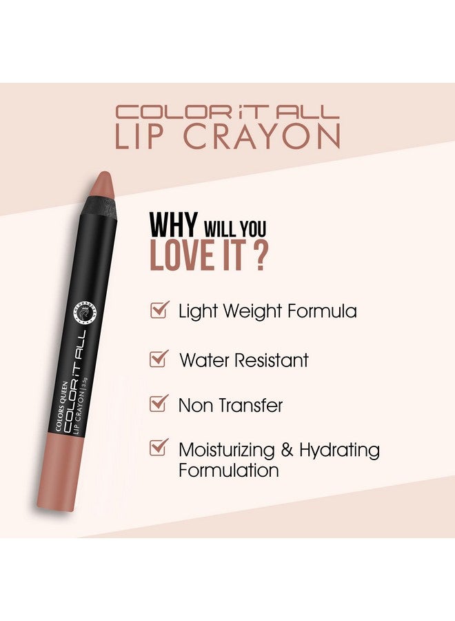 Color It All Lip Crayon Lipstick Long Lasting Lip Crayon Matte Lipstick Waterproof Highly Pigmented Non Transfer Lip Crayon For Women (Rusty Nude & Nude Bomb)