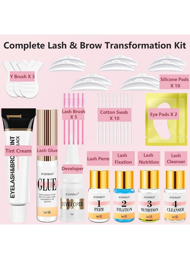 Lash Lift Kit Professional Eyelash Perm Kit Brow Lamination Kit Coffee Eyelash Eyebrow Curling Set 4 In 1 Suitable For Salon And Home Use